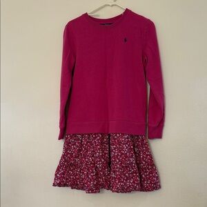 Ralph Lauren fleece sweatshirt dress fuchsia pink size XL 16